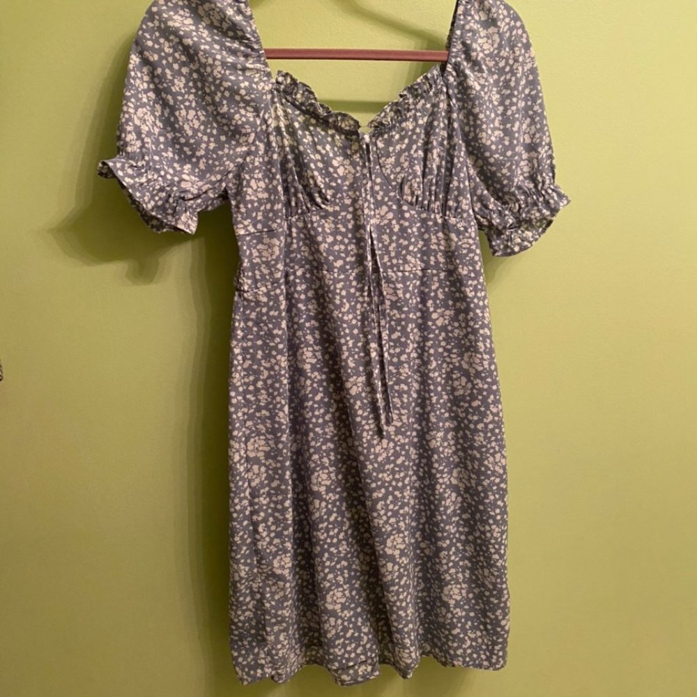 Missguided Baby Blue Floral Print Dress